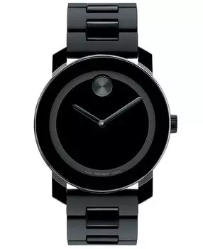 Часы унисекс Swiss Bold с большим черным полимерным браслетом, 42 мм 3600047 Movado, черный