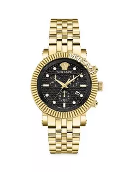 Часы V-Chrono Classic Goldtone из нержавеющей стали Versace, желтый