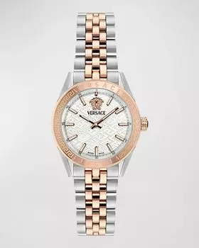 Часы V-Code, 36 мм, с ремешком-браслетом, двухцветные Versace, цвет Two Tone