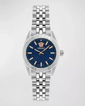 Часы V-Code Greca с браслетом из нержавеющей стали, 36 мм Versace, цвет Silver