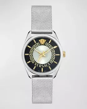 Часы V-образной формы, 36 мм, с ремешком-браслетом, серебряные Versace, цвет Silver
