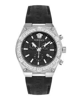 Часы V-Sporty Greca с ремешком Versace, цвет black/stainless steel/black