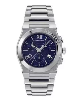 Часы Vega Chrono Salvatore Ferragamo, цвет silver/stainless steel/blue