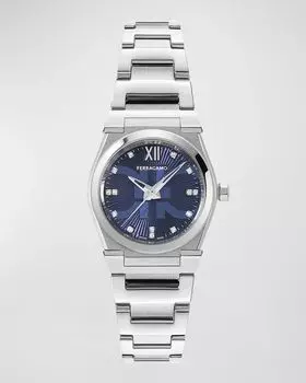 Часы Vega Holiday Capsule с ремешком-браслетом, 28 мм, синие Ferragamo, цвет Stainless Steel