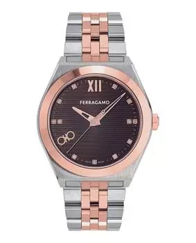 Часы Vega New Diamond Salvatore Ferragamo, цвет two tone/two tone/brown