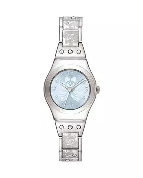 Часы в цветочной коробочке с серым ремешком из нержавеющей стали Swatch, серый