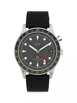Часы Waterbury Timex из нержавеющей стали и кожаного ремешка Timex, черный
