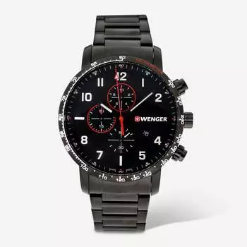 Часы Wenger Swiss Army мужские 01.1543.115 Attitude Chronograph с черным циферблатом 44 мм
