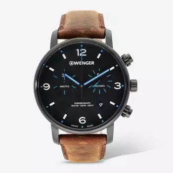 Часы Wenger Swiss Army мужские 01.1743.112 Urban Metropolitan Chronograph с черным циферблатом 44 мм
