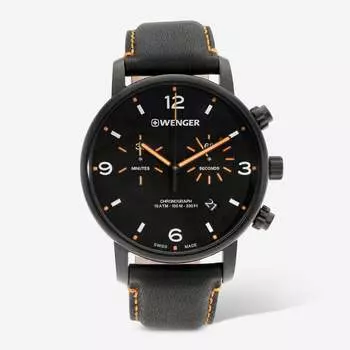 Часы Wenger Swiss Army мужские 01.1743.114 Urban Metro Chronograph с черным циферблатом 44 мм