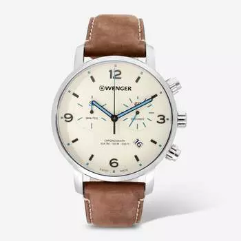 Часы Wenger Swiss Army мужские 01.1743.111 Urban Metro Chronograph бежевый циферблат 44 мм
