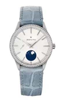 Часы Zenith Elite moonphase из стали с бриллиантами 36 мм