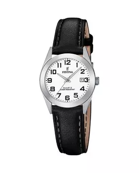 Часы женские F20447/1 Steel Classic черные кожаные Festina, черный