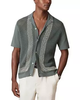 CHE ACCRA Кубинская рубашка с фактурными бусинами REISS, зеленый