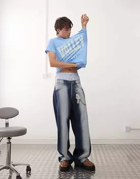 Cheap Monday – Свободнее – Синие мешковатые джинсы с экстремальным эффектом стирки