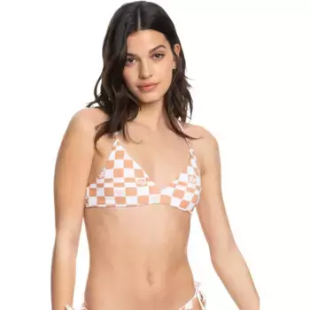 Check It Roxy Женский топ бикини, белый/коричневый