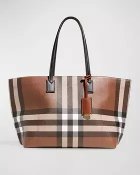 Check Tote Bag E-Canvas Burberry