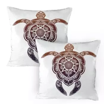 Чехлы для подушек ABAKUHAUS Turtle, набор из 2 шт., художественные кружевные мотивы, дизайн ракушки в стиле мандалы, градиентные цвета, чехол для подушки с декоративным принтом, 80 x 80 см, многоцветный