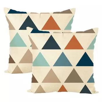 Чехлы на подушки 45 см x 45 см Набор из 2 геометрических декоративных чехлов в стиле бохо Бежевый льняной чехол для дивана Спальня Дома Патио Квадратные наволочки 1 # CANDeal