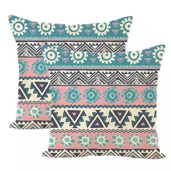 Чехлы на подушки 45 см x 45 см Набор из 2 декоративных чехлов в стиле бохо с геометрическим узором Бежевый льняной чехол для дивана Спальня Дома Патио Квадратные наволочки 18 # CANDeal