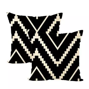 Чехлы на подушки 45 см x 45 см Набор из 2 декоративных чехлов в стиле бохо с геометрическим узором Бежевый льняной чехол для дивана Спальня Дома Патио Квадратные наволочки 12 # CANDeal