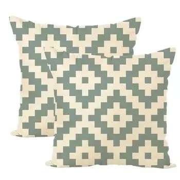 Чехлы на подушки 45 см x 45 см Набор из 2 геометрических декоративных чехлов в стиле бохо Бежевый льняной чехол для дивана Спальня Дома Патио Квадратные наволочки 17 # CANDeal