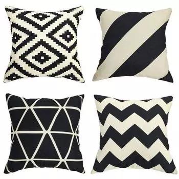 Чехлы на подушки Freetoo, 4 предмета, декоративные наволочки, черные чехлы на подушки с геометрическим рисунком для патио, сада, гостиной, дивана