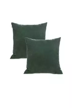 Чехлы на подушки, комплект из 2 декоративных чехлов, мягкие, удобные, для гостиной и спальни, 45 х 45 см, темно-зеленые Yadetextil