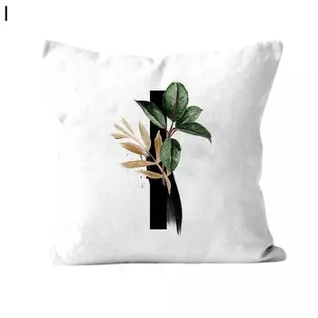 Чехлы на подушки Мягкая текстура Пыленепроницаемый полиэстер Подушка с принтом тропических растений и алфавитом Чехол Хозяйственные товары-I Stuttg