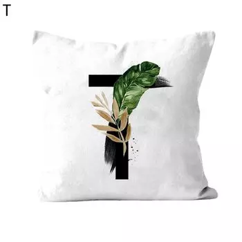 Чехлы на подушки Мягкая текстура Пыленепроницаемый полиэстер Тропические растения Подушка с принтом алфавита Чехол Хозяйственные товары-T Stuttg