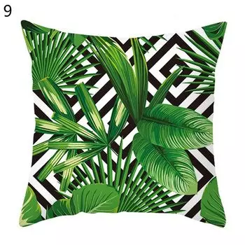 Чехлы на подушки мягкая текстура пылезащитный полиэстер зеленые тропические листья наволочка мебельные аксессуары-9 Stuttg