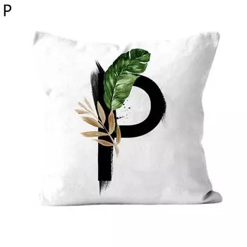 Чехлы на подушки Мягкая текстура Пылезащитный полиэстер Подушка с принтом тропических растений и алфавитом Чехол Хозяйственные товары-P Stuttg