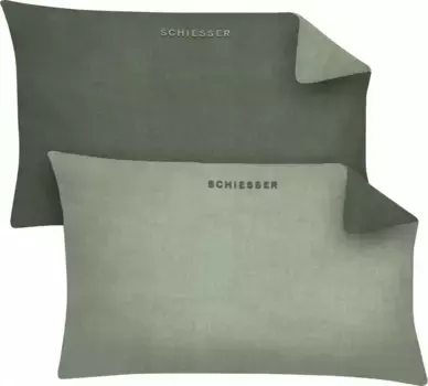Чехлы на подушки Schiesser "Чехлы для подушек Schiesser Feinbiber Doubleface упаковка 2 шт." (2 шт.), с отличным двусторонним внешним видом 40х80 см, светло-зеленый/темно-зеленый
