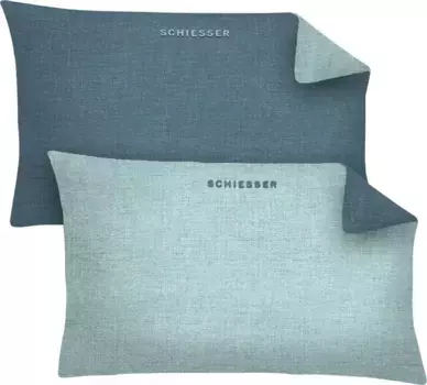 Чехлы на подушки Schiesser "Doubleface из мягкого хлопка с элегантным меланжевым эффектом в двустороннем виде", (2 шт.), выполнены в зеленом цвете 40х80 см, бирюзовый