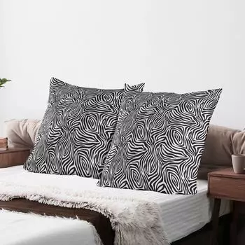 Чехлы на подушки в полоску ABAKUHAUS, набор из 2 шт., узор из кожи африканской зебры с абстрактными линиями, однотонный дизайн из кожи диких животных, чехол для подушки с декоративным принтом, 80x80 см, белый черный