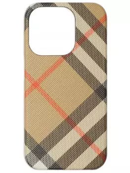 Чехол для iPhone 15 Pro в клетку Burberry, нейтральный