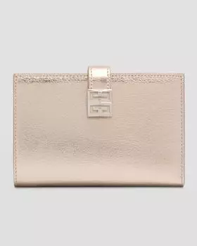 Чехол для карт 4G из металлизированной кожи Givenchy, цвет Dusty Gold
