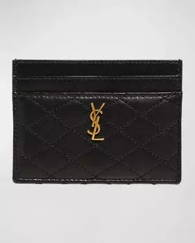 Чехол для карт Gaby YSL из стеганой кожи Saint Laurent, цвет Nero