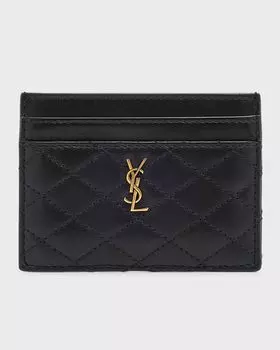 Чехол для карт Gaby YSL из стеганой кожи Saint Laurent, цвет Black