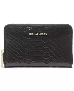 Чехол для карт Jet Set Small из кожи на молнии Michael Kors, черный