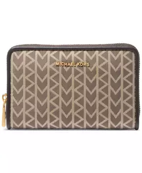 Чехол для карт Jet Set Small с застежкой-молнией Michael Kors, коричневый/бежевый