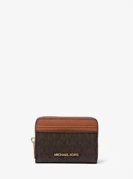 Чехол для карт Jet set travel среднего размера с застежкой-молнией и логотипом Michael Kors, коричневый