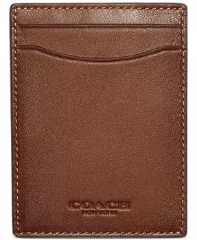Чехол для карт с зажимом для денег COACH, коричневый