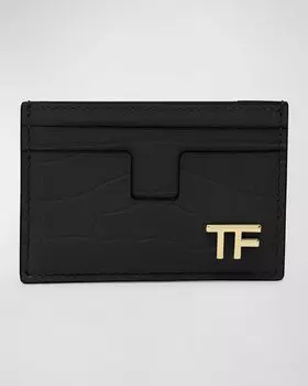 Чехол для карт TF из зерненой кожи TOM FORD, цвет Black