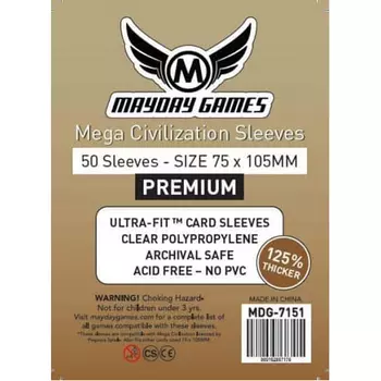Чехол для карточек 50 X Mega Civilisation Sleeves 75Mm X 105Mm (Mayday Premium)