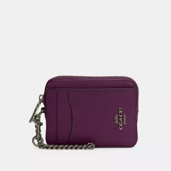 Чехол для карточек Coach Outlet на молнии, цвет Black Antique Nickel/Boysenberry