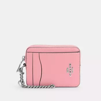 Чехол для карточек Coach Outlet на молнии, цвет Silver/Flower Pink
