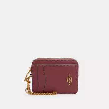 Чехол для карточек Coach Outlet на молнии, цвет Gold/Vintage Mauve