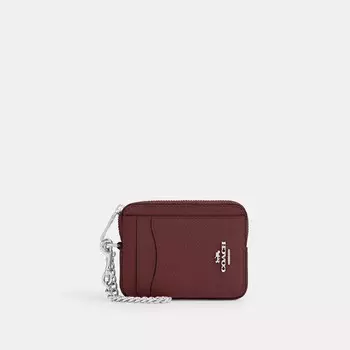Чехол для карточек Coach Outlet на молнии, цвет Silver/Wine