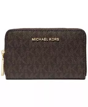 Чехол для карточек с логотипом Jet Set на молнии Michael Kors, коричневый